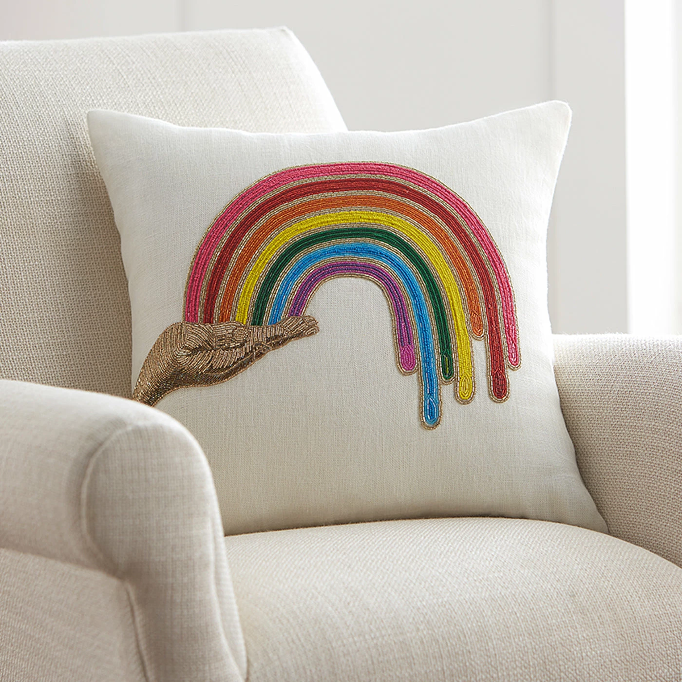 Jonathan Adler Rainbow Hand Beaded Pillow - Image 2