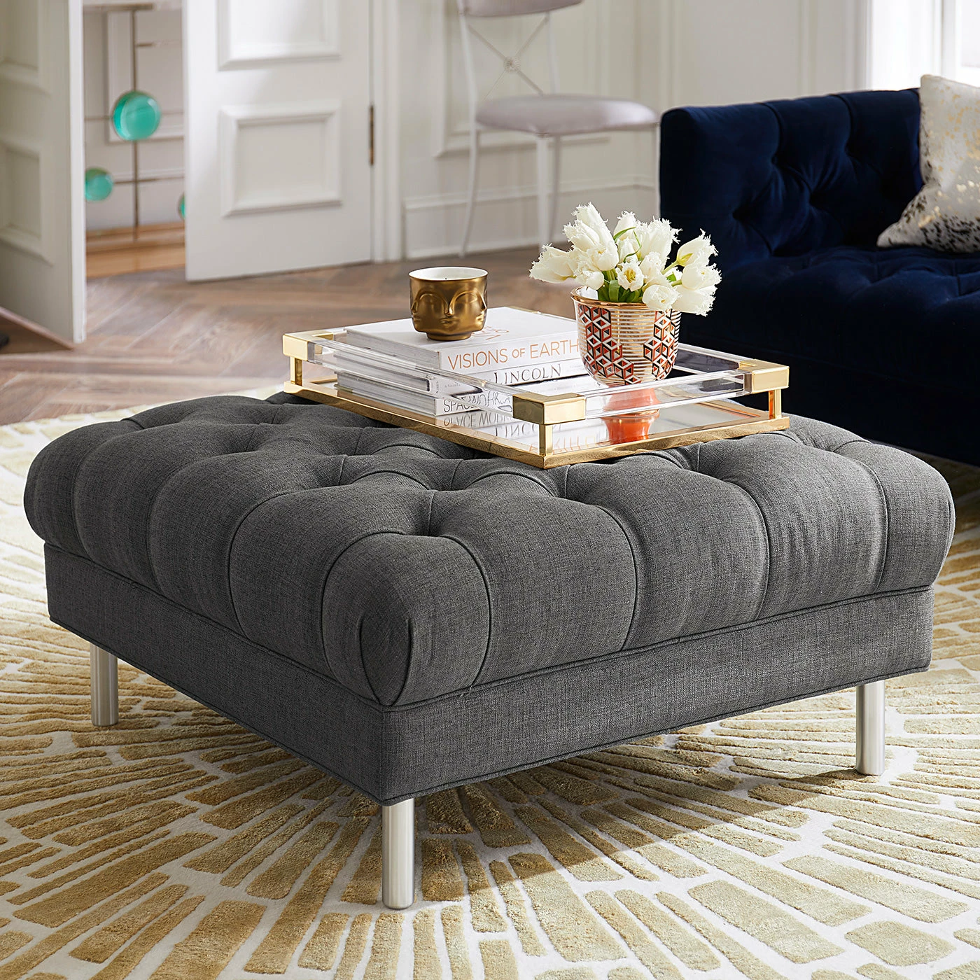 Jonathan Adler Baxter Ottoman - Image 2
