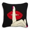 Jonathan Adler Lips Hush Needlepoint Throw Pillow