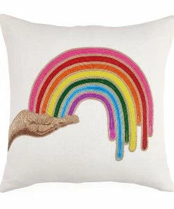 Jonathan Adler Rainbow Hand Beaded Pillow
