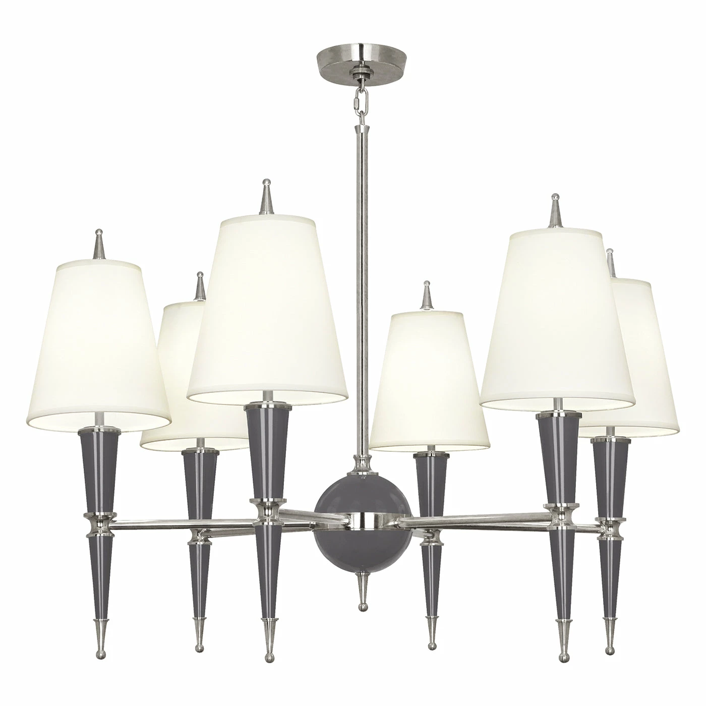 Jonathan Adler Versailles Chandelier In Nickel With Fabric Shade - Image 5