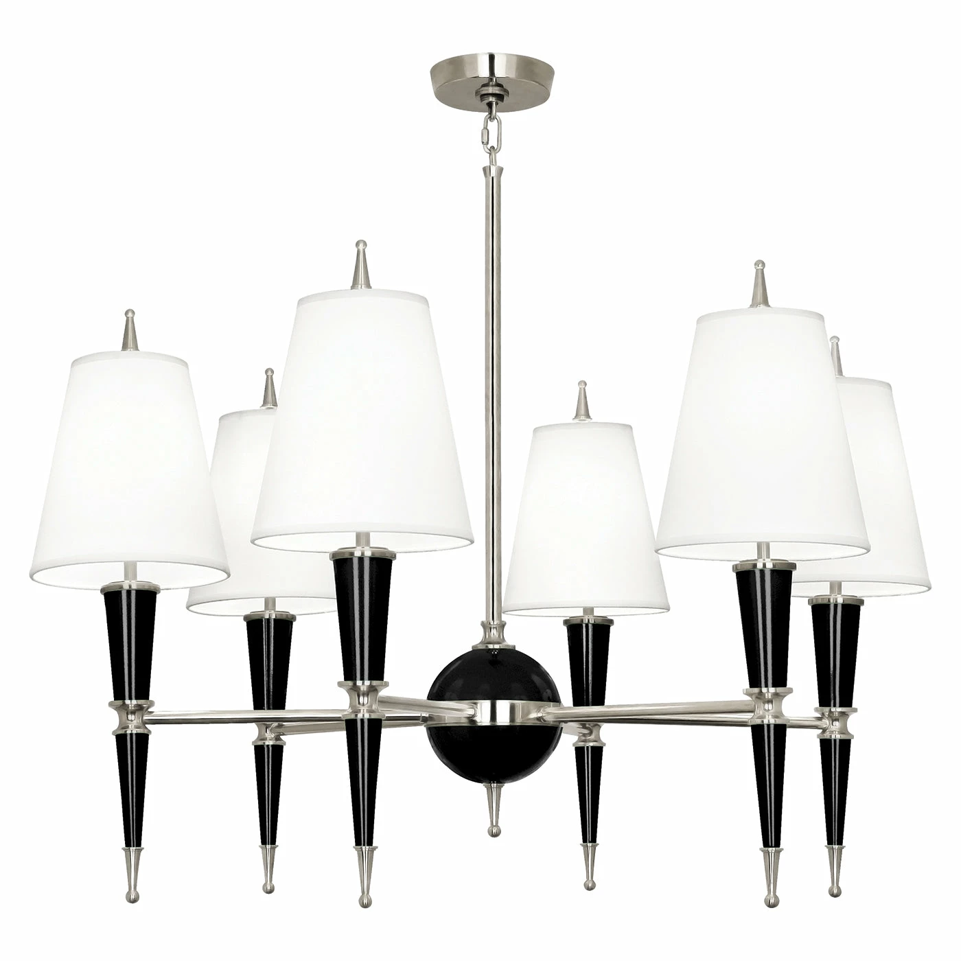 Jonathan Adler Versailles Chandelier In Nickel With Fabric Shade - Image 4