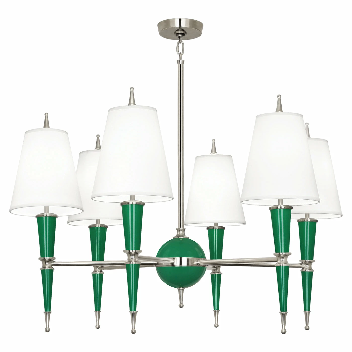 Jonathan Adler Versailles Chandelier In Nickel With Fabric Shade - Image 2