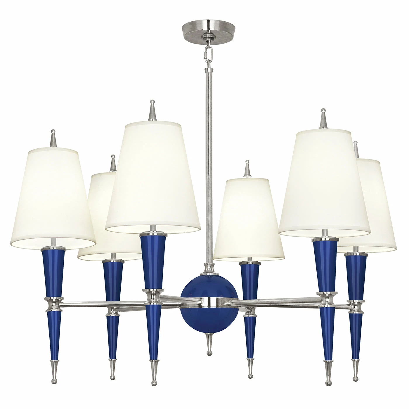 Jonathan Adler Versailles Chandelier In Nickel With Fabric Shade - Image 3