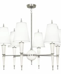 Jonathan Adler Versailles Chandelier In Nickel With Fabric Shade