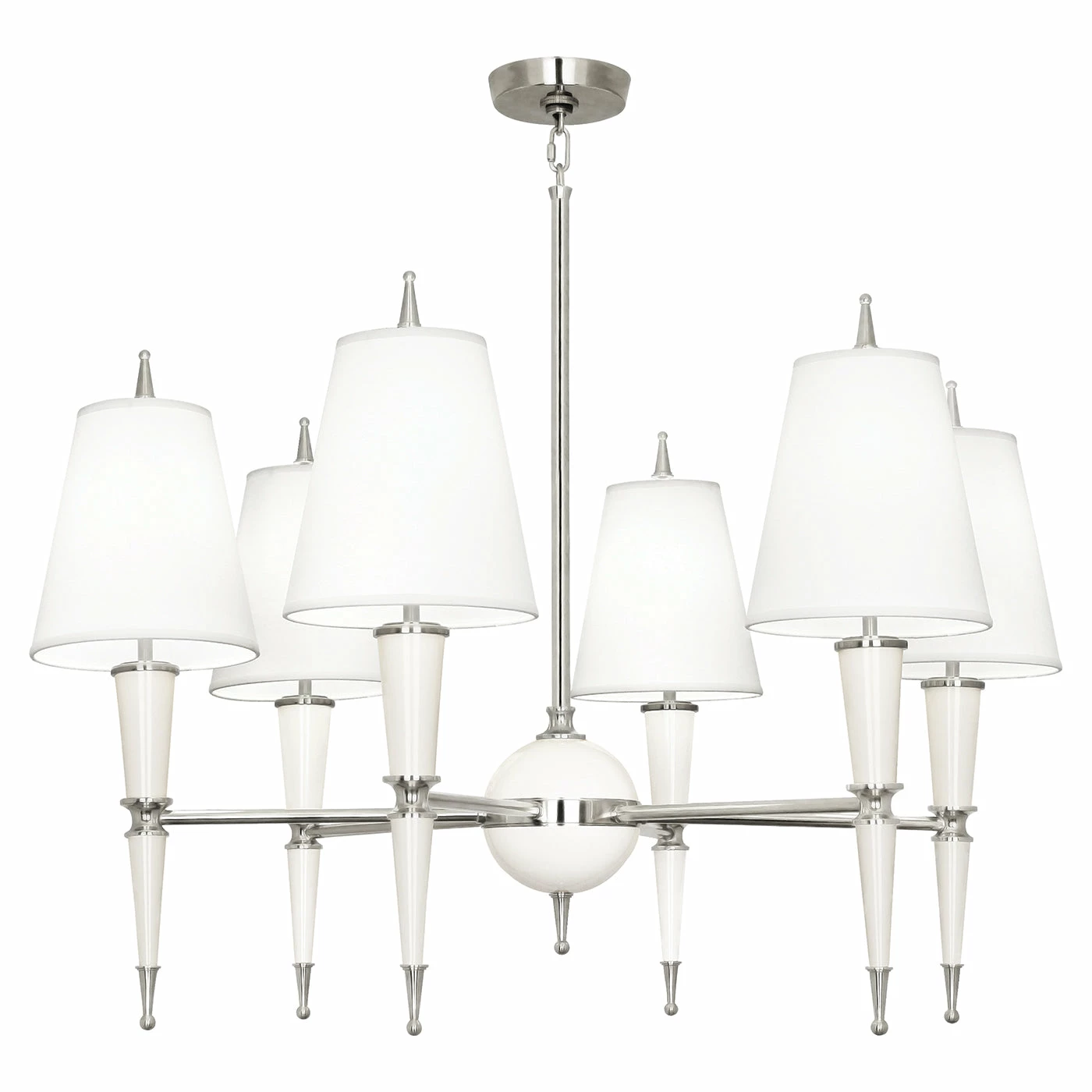 Jonathan Adler Versailles Chandelier In Nickel With Fabric Shade