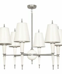 Jonathan Adler Versailles Chandelier In Nickel With Painted Shade